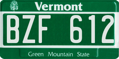 VT license plate BZF612