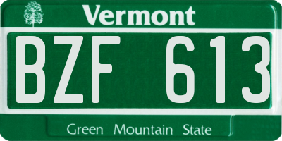 VT license plate BZF613