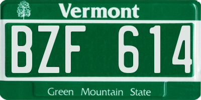 VT license plate BZF614
