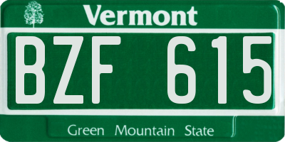 VT license plate BZF615