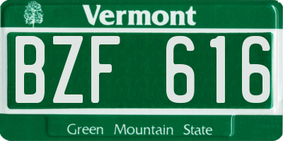 VT license plate BZF616