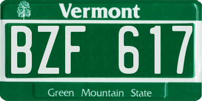 VT license plate BZF617