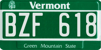 VT license plate BZF618