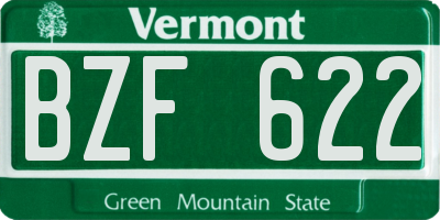 VT license plate BZF622