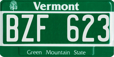 VT license plate BZF623