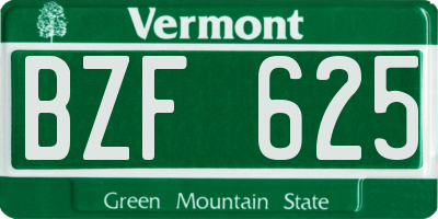 VT license plate BZF625