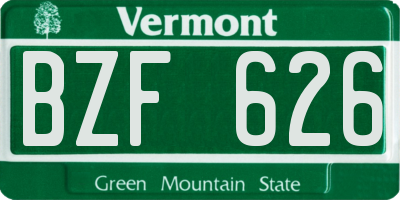 VT license plate BZF626