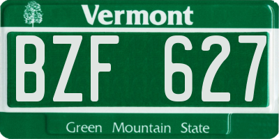 VT license plate BZF627