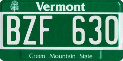 VT license plate BZF630