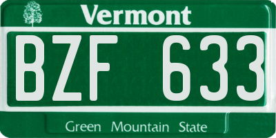 VT license plate BZF633