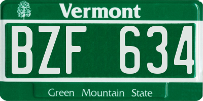 VT license plate BZF634