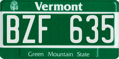 VT license plate BZF635