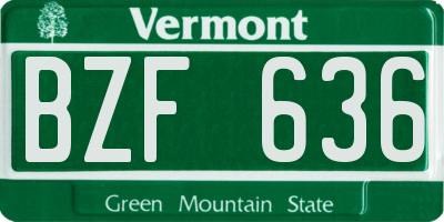 VT license plate BZF636