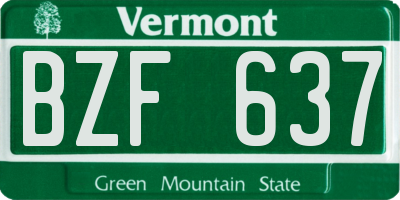 VT license plate BZF637