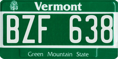 VT license plate BZF638