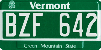 VT license plate BZF642