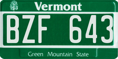 VT license plate BZF643