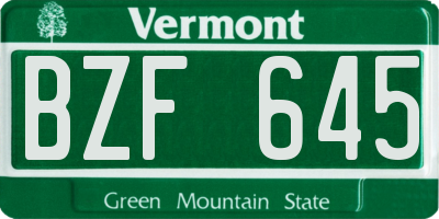 VT license plate BZF645