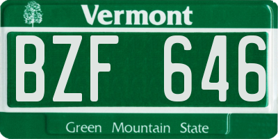 VT license plate BZF646