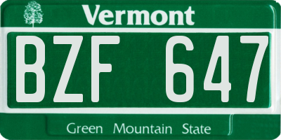 VT license plate BZF647