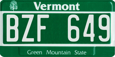 VT license plate BZF649
