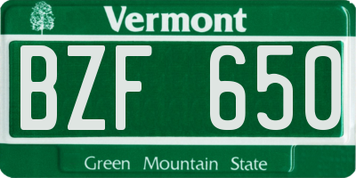 VT license plate BZF650