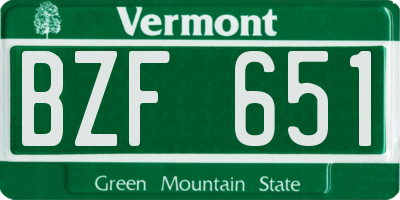 VT license plate BZF651
