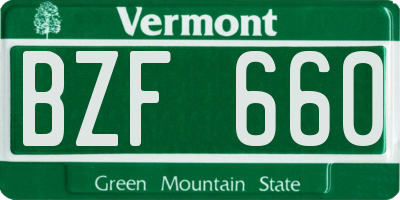 VT license plate BZF660