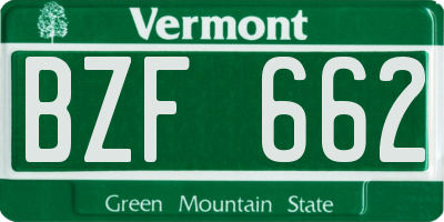 VT license plate BZF662