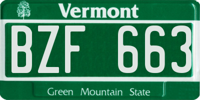VT license plate BZF663