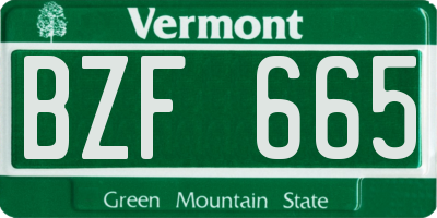 VT license plate BZF665