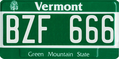 VT license plate BZF666