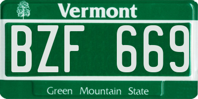 VT license plate BZF669