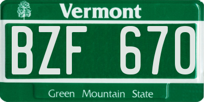 VT license plate BZF670