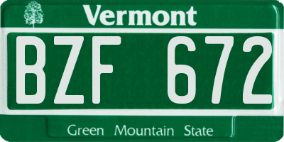 VT license plate BZF672