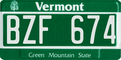 VT license plate BZF674