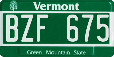 VT license plate BZF675