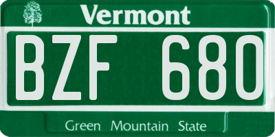 VT license plate BZF680