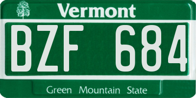 VT license plate BZF684