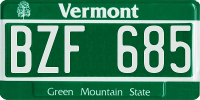 VT license plate BZF685