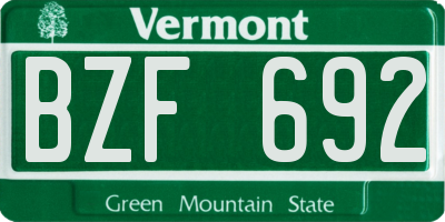 VT license plate BZF692