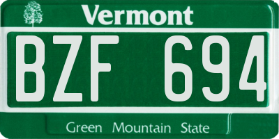 VT license plate BZF694