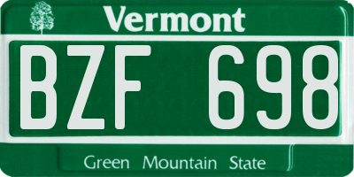 VT license plate BZF698