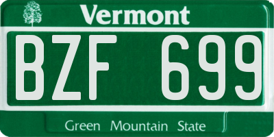 VT license plate BZF699