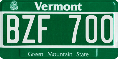 VT license plate BZF700