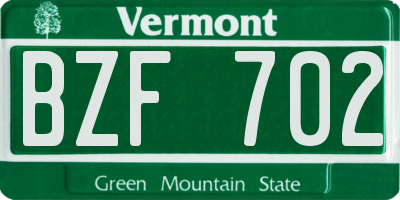 VT license plate BZF702