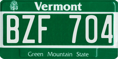 VT license plate BZF704