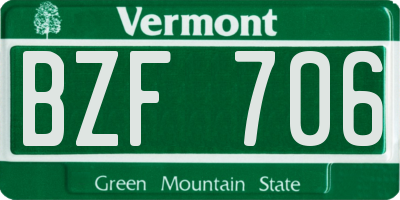 VT license plate BZF706