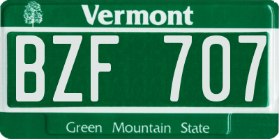 VT license plate BZF707