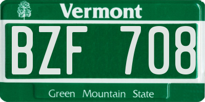 VT license plate BZF708